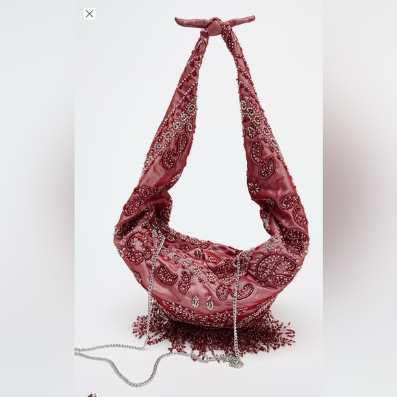 Zara Red Bandana Shoulder Bag - Picture 4 of 5
